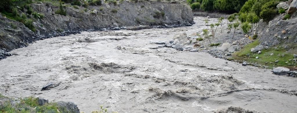Himalayan river containing huge amounts of silt 