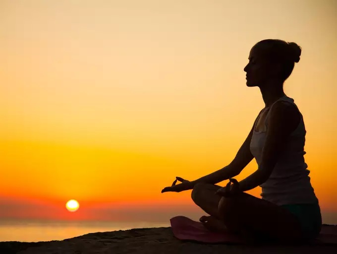 A lady doing yoga