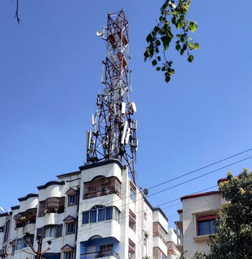 Mobile Tower on the roof of a building