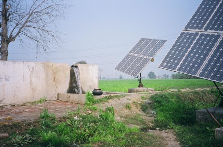 solar plates installed in a village